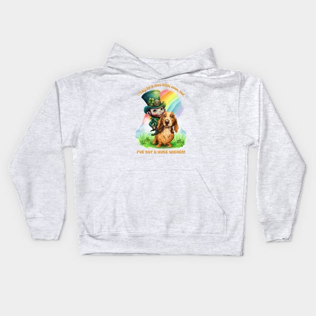 Little Leprechaun with a Huge Wiener Kids Hoodie by Weenie Riot